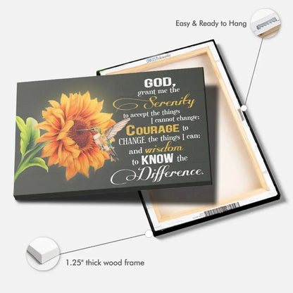 serenity prayer canvas hummingbird sunflower christian wall art (Landscape) (view 2)