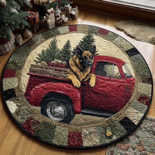Faithful German Shepherd Spirit Quilted Round Mat