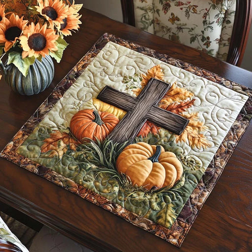 Fall Cross Glow Quilted Table Topper