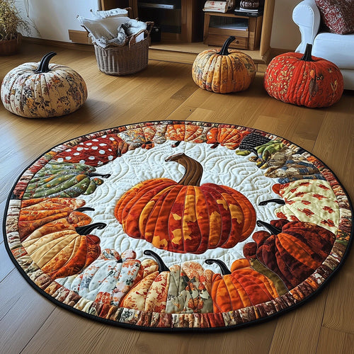 Fall Pumpkin Quilted Round Mat