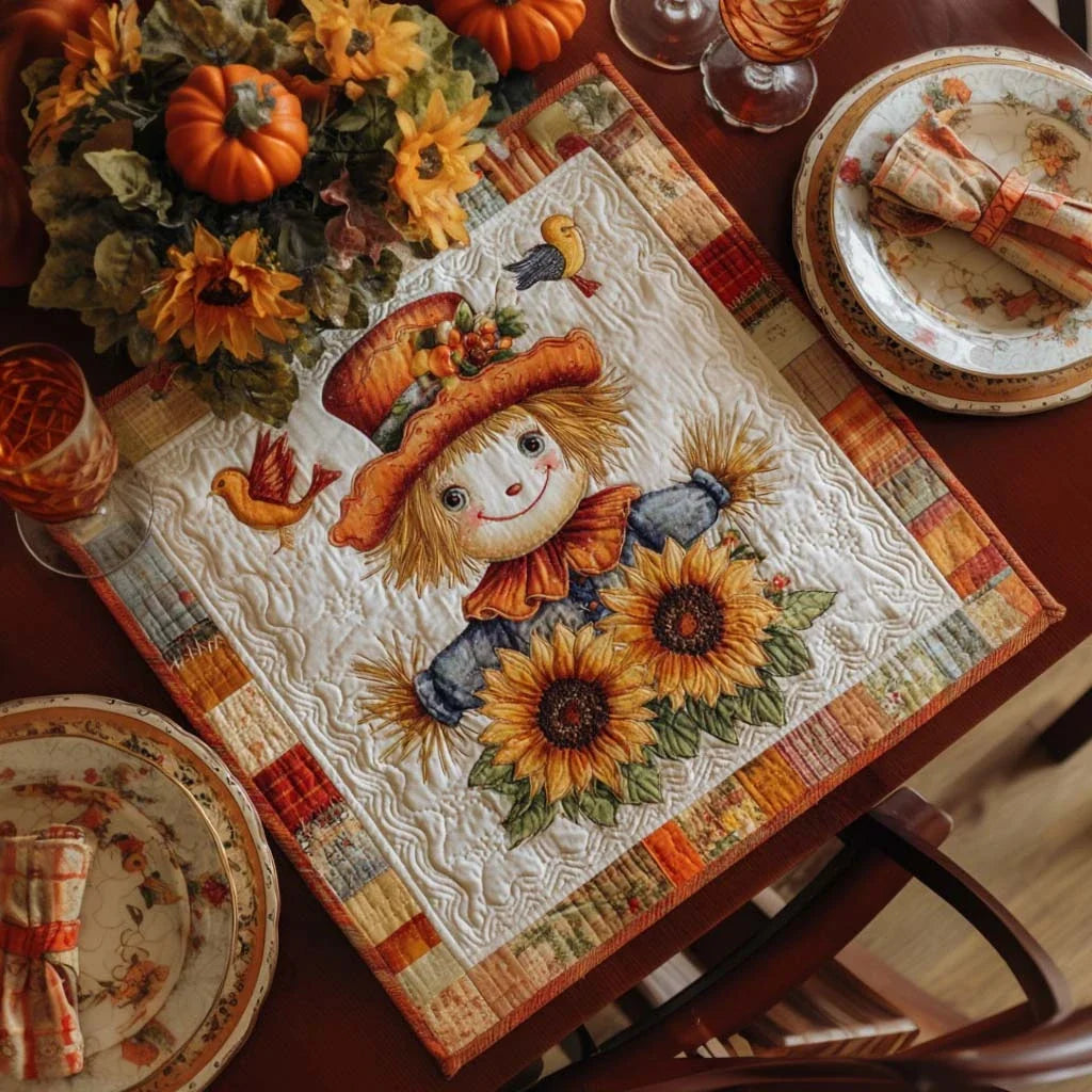 Fall Scarecrow Cheer Quilted Table Topper