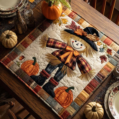 Fall Scarecrow Glow Quilted Table Topper