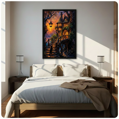 Fantasy Enchanted Castle Cat Canvas Art Print