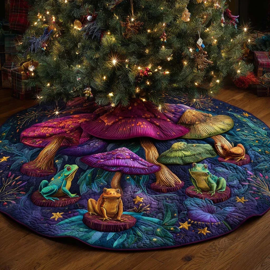 Fantasy Mushroom Meadow Quilted Tree Skirt