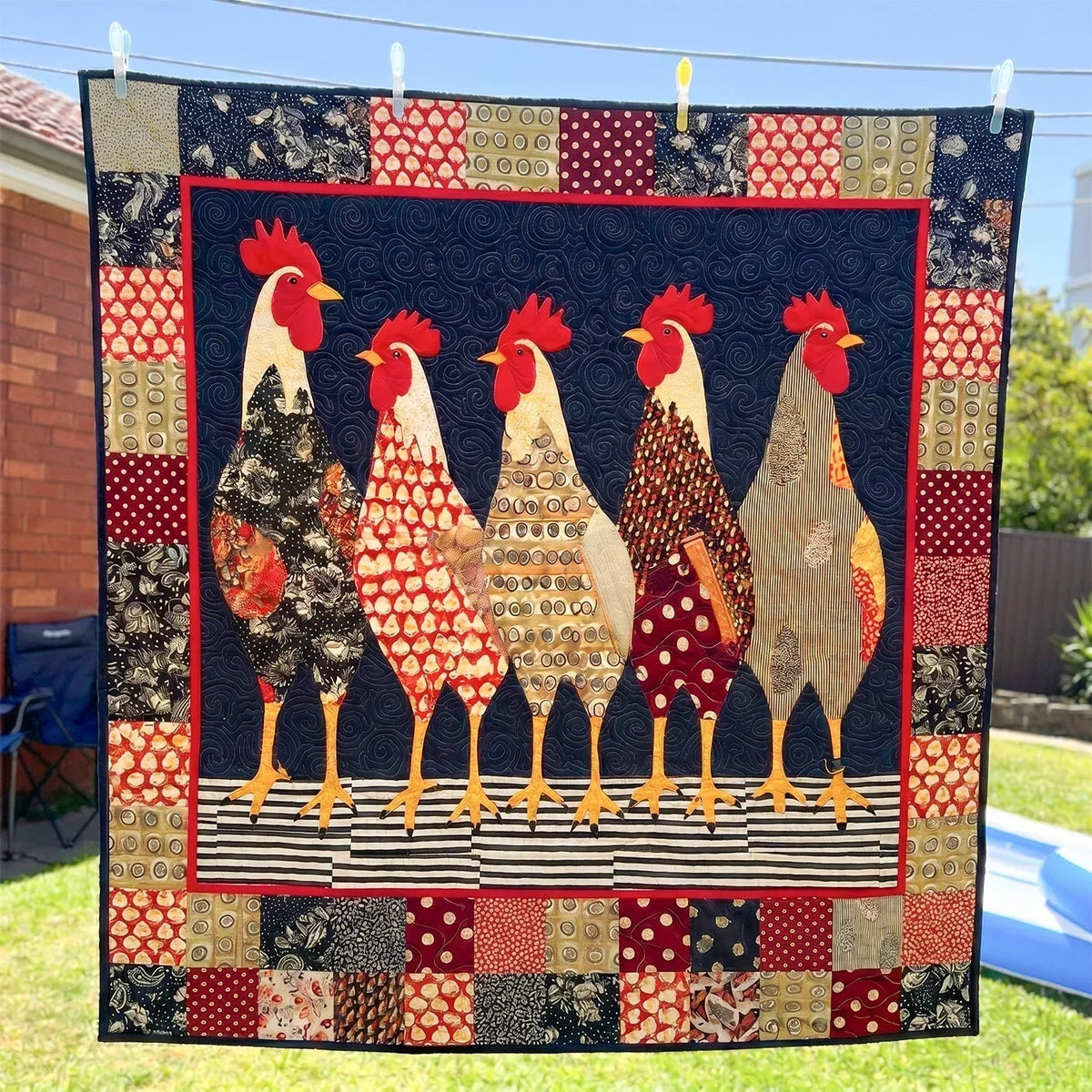 Farm Chicken Quilt Blanket - Quilted Blanket by Wild and Way