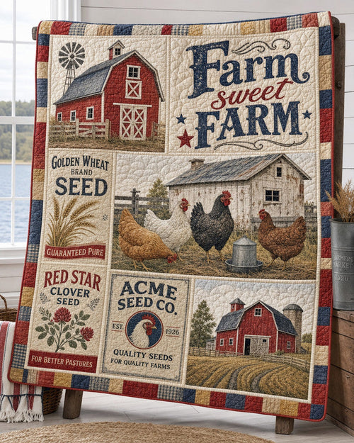 Farm Sweet Farm Quilt Blanket - Quilted Blanket by Wild and Way