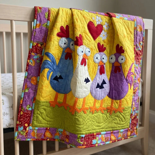 Farmstead Chicken Quilt Blanket - Quilted Blanket by Wild and Way