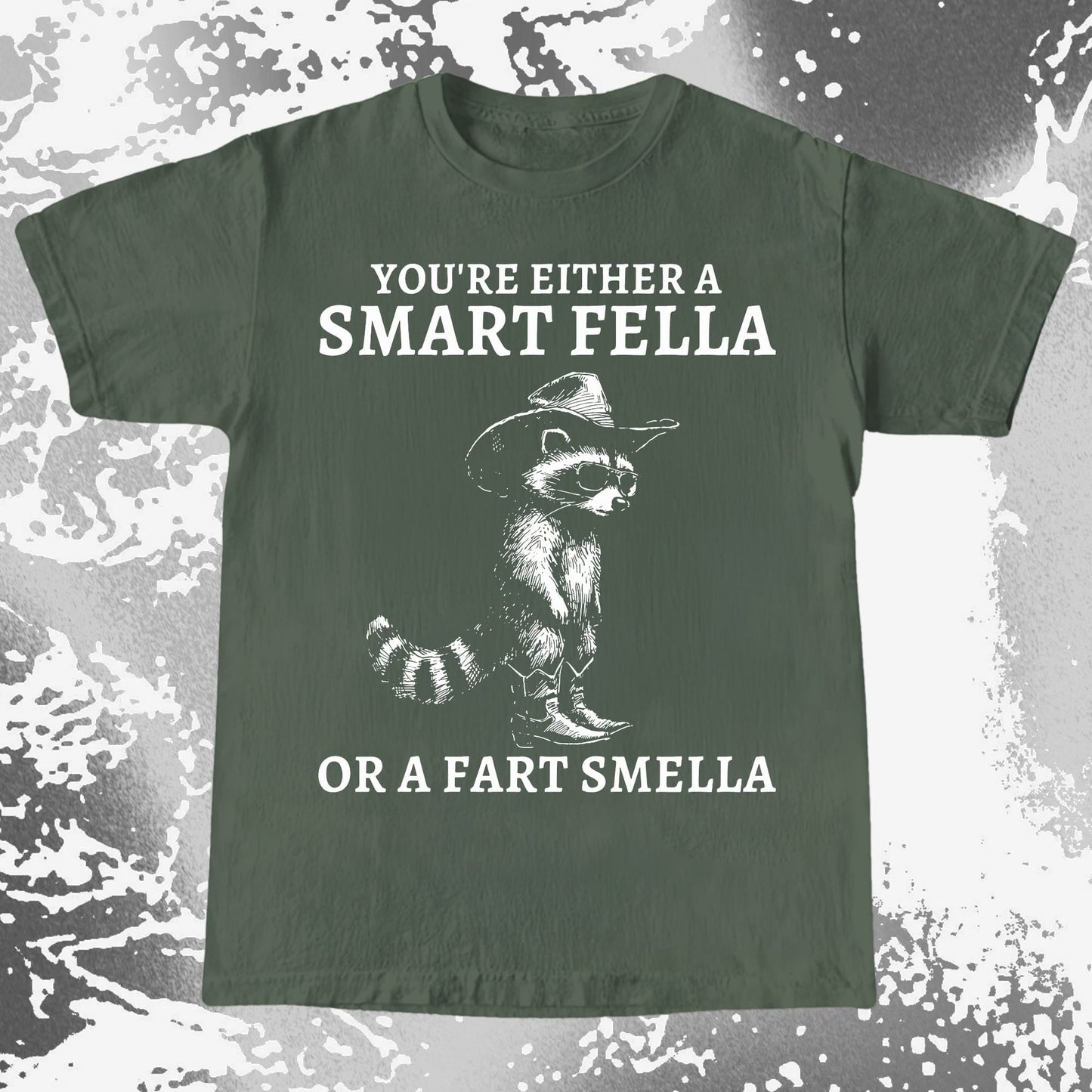 Smart Fella Fart Smella Raccoon Cowboy, funny meme tee gift (view 7)