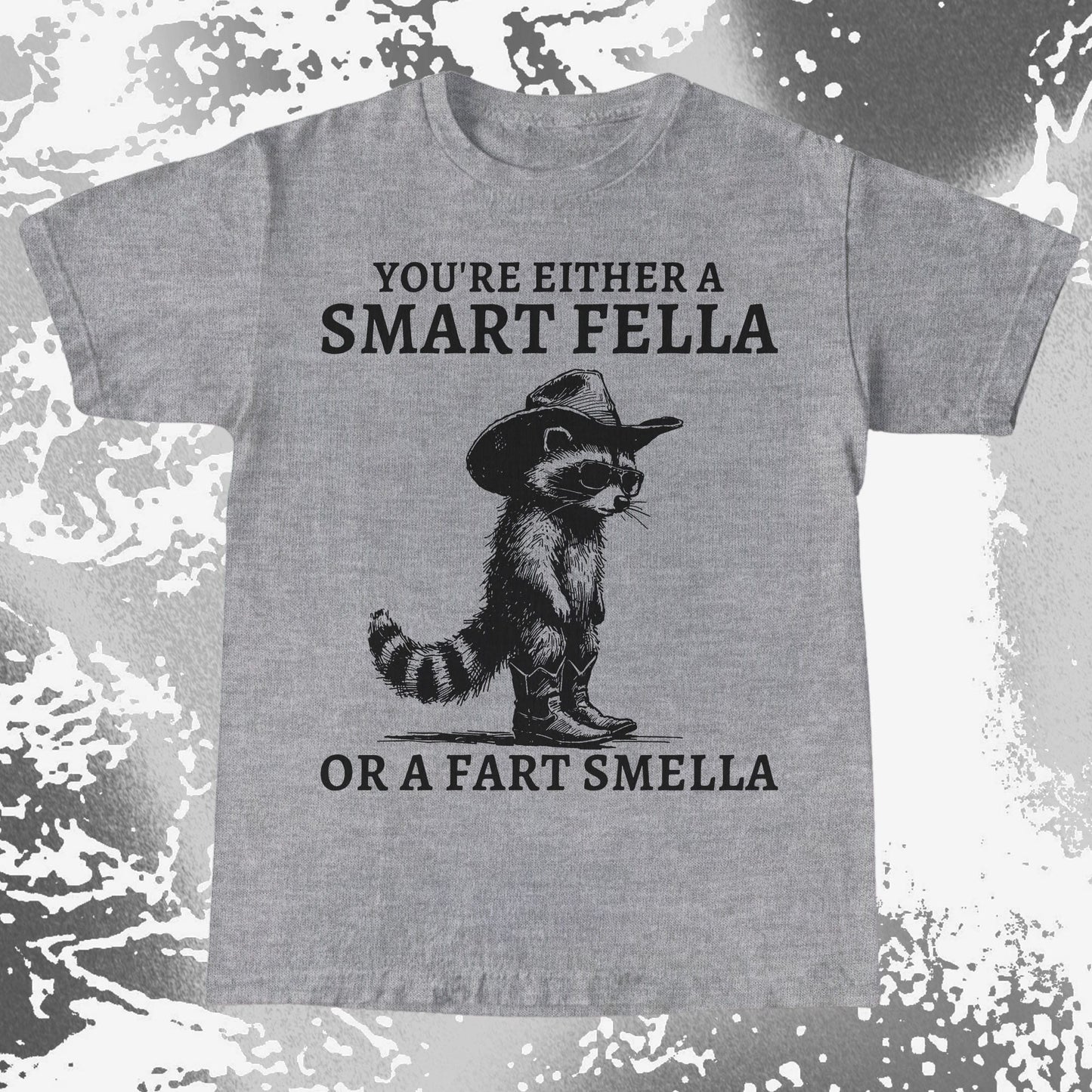 Smart Fella Fart Smella Raccoon Cowboy, funny meme tee gift (view 4)