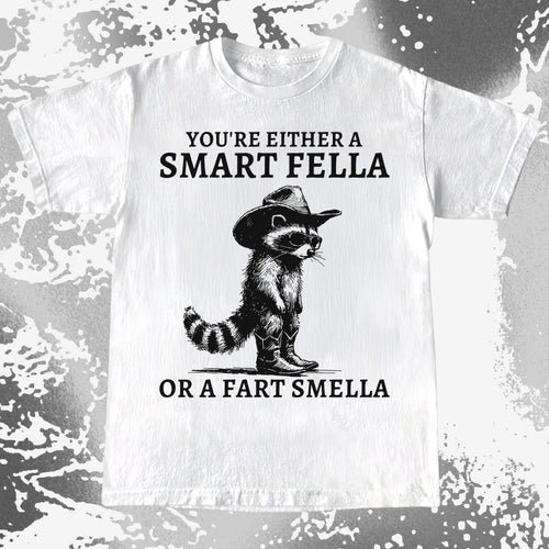 Smart Fella Fart Smella Raccoon Cowboy, funny meme tee gift