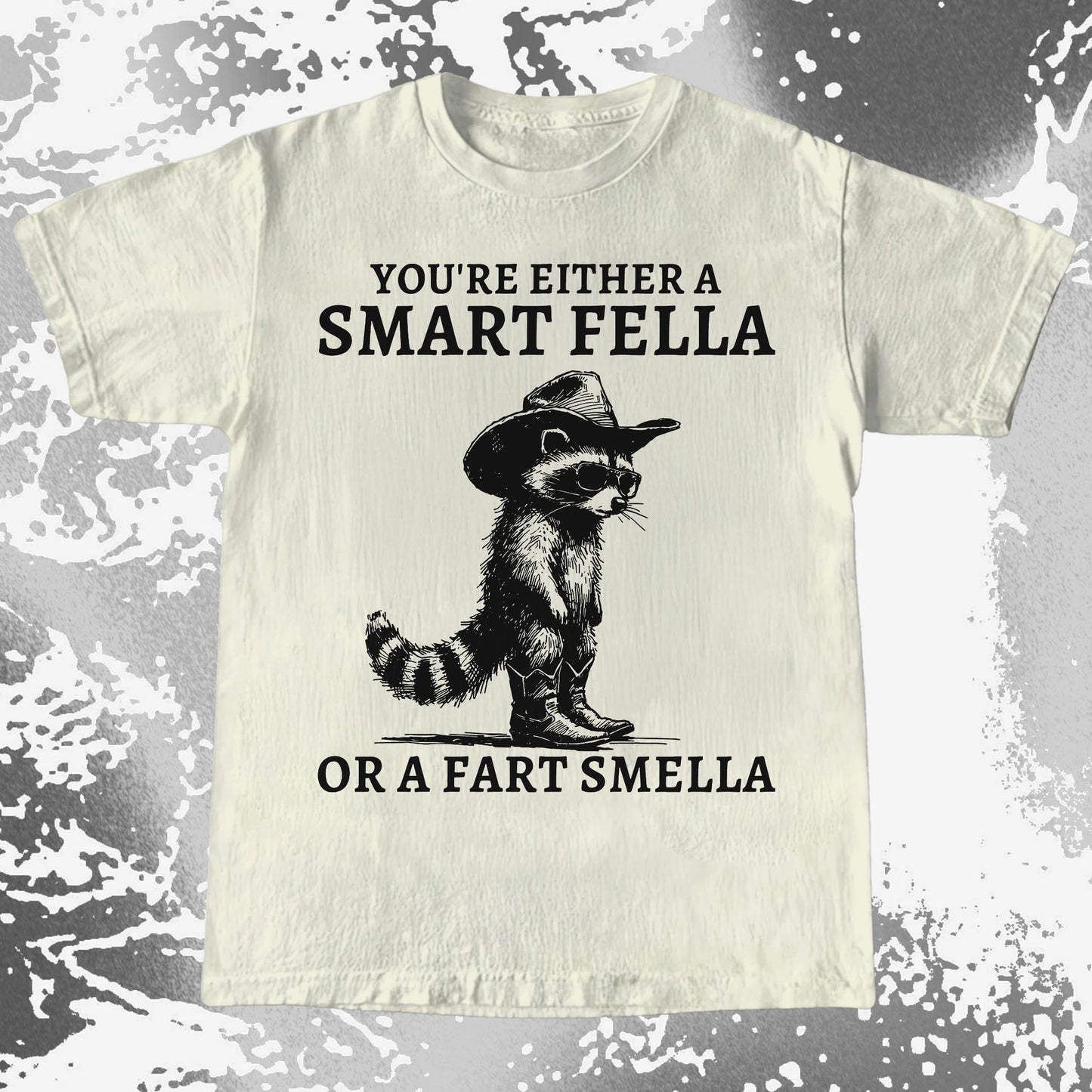 Smart Fella Fart Smella Raccoon Cowboy, funny meme tee gift (view 3)