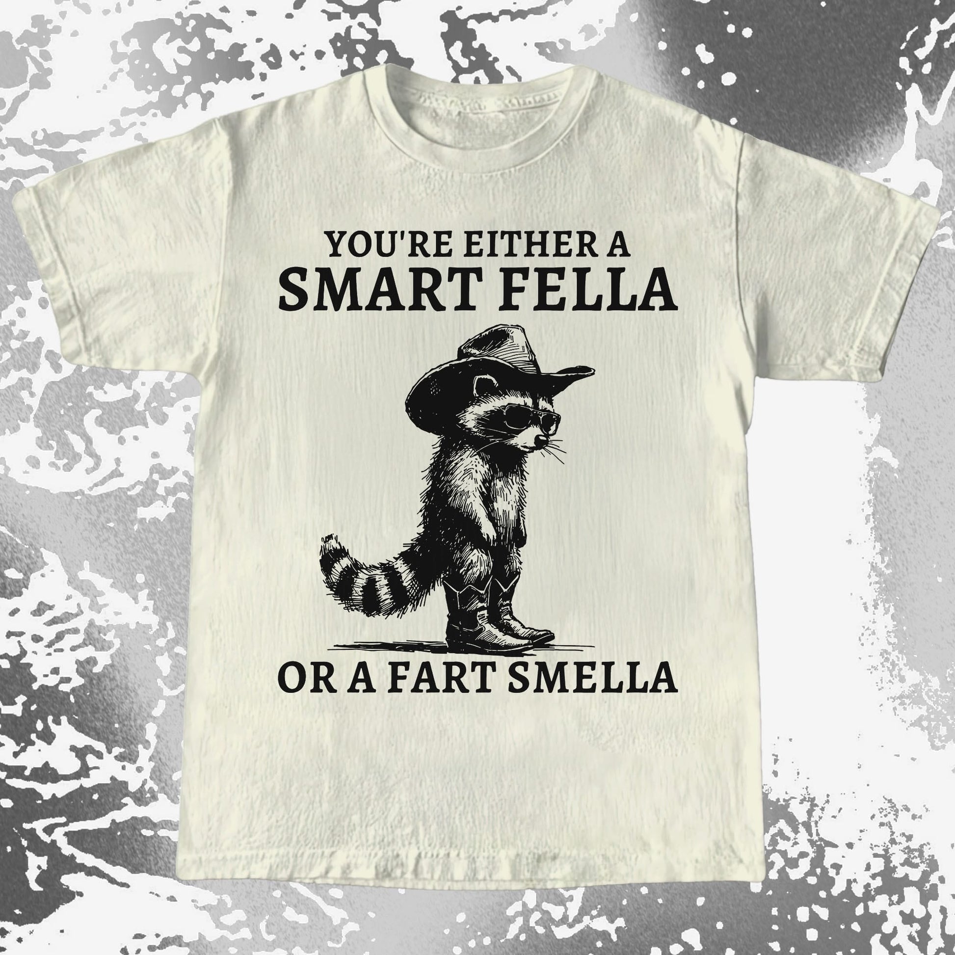 Smart Fella Fart Smella Raccoon Cowboy, funny meme tee gift (view 3)