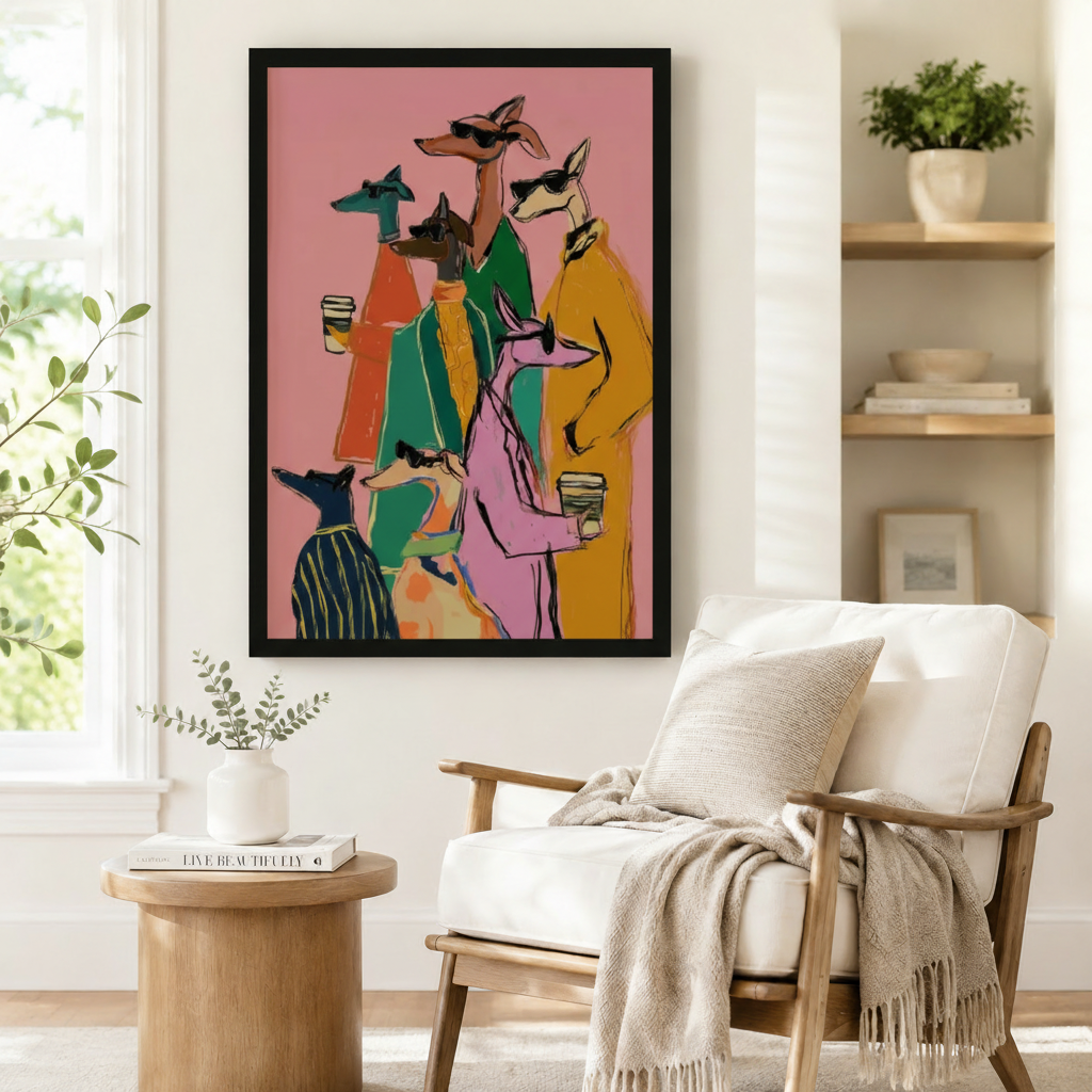 Stylish Dogs Fashion Gang Canvas Wall Art