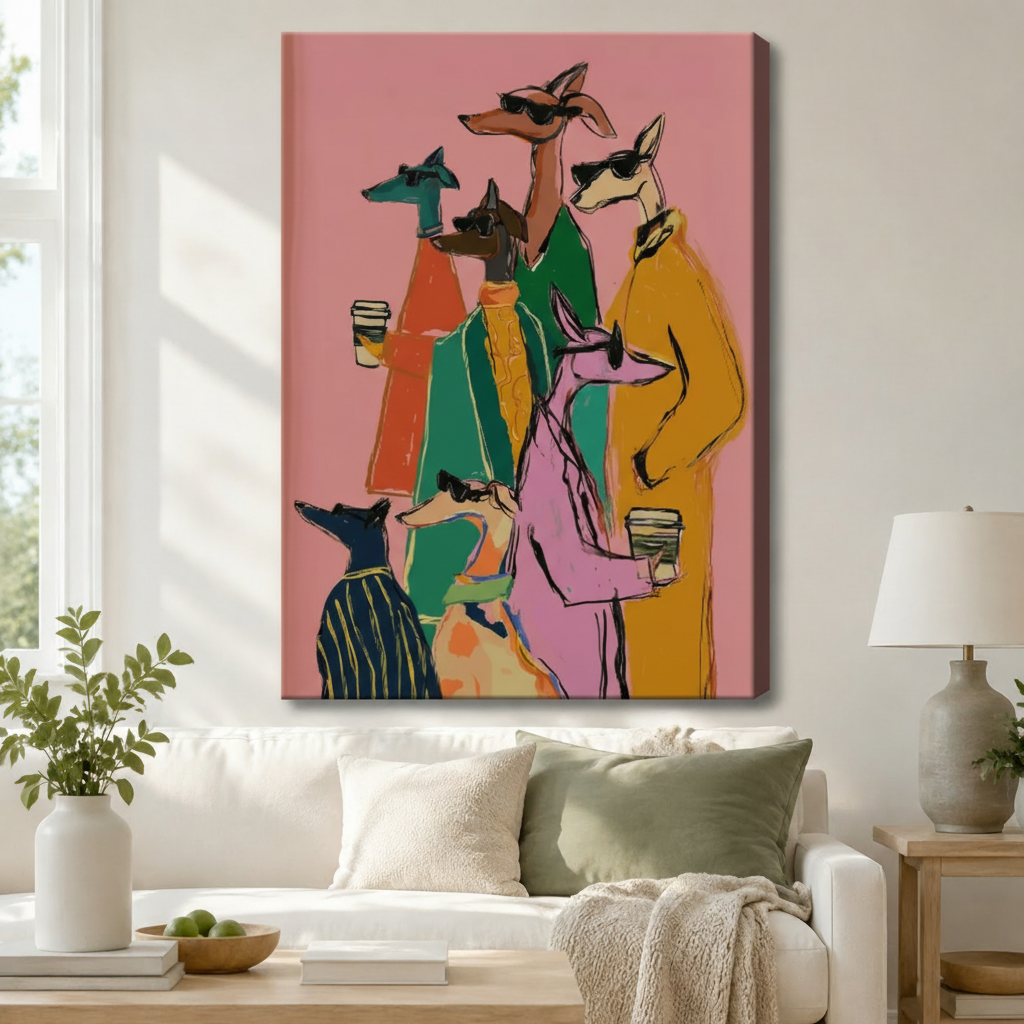 Stylish Dogs Fashion Gang Canvas Wall Art