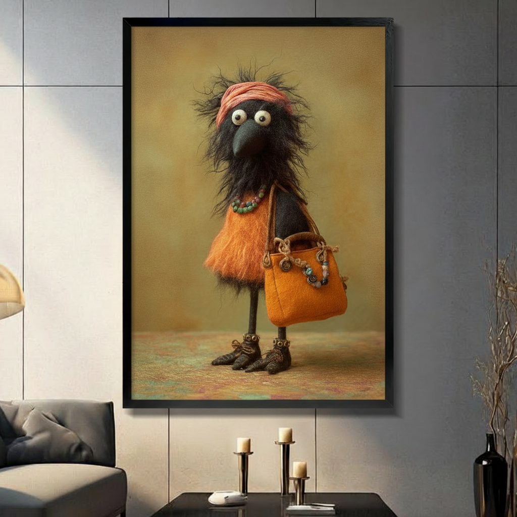 Whimsical Boho Bird Canvas Wall Art