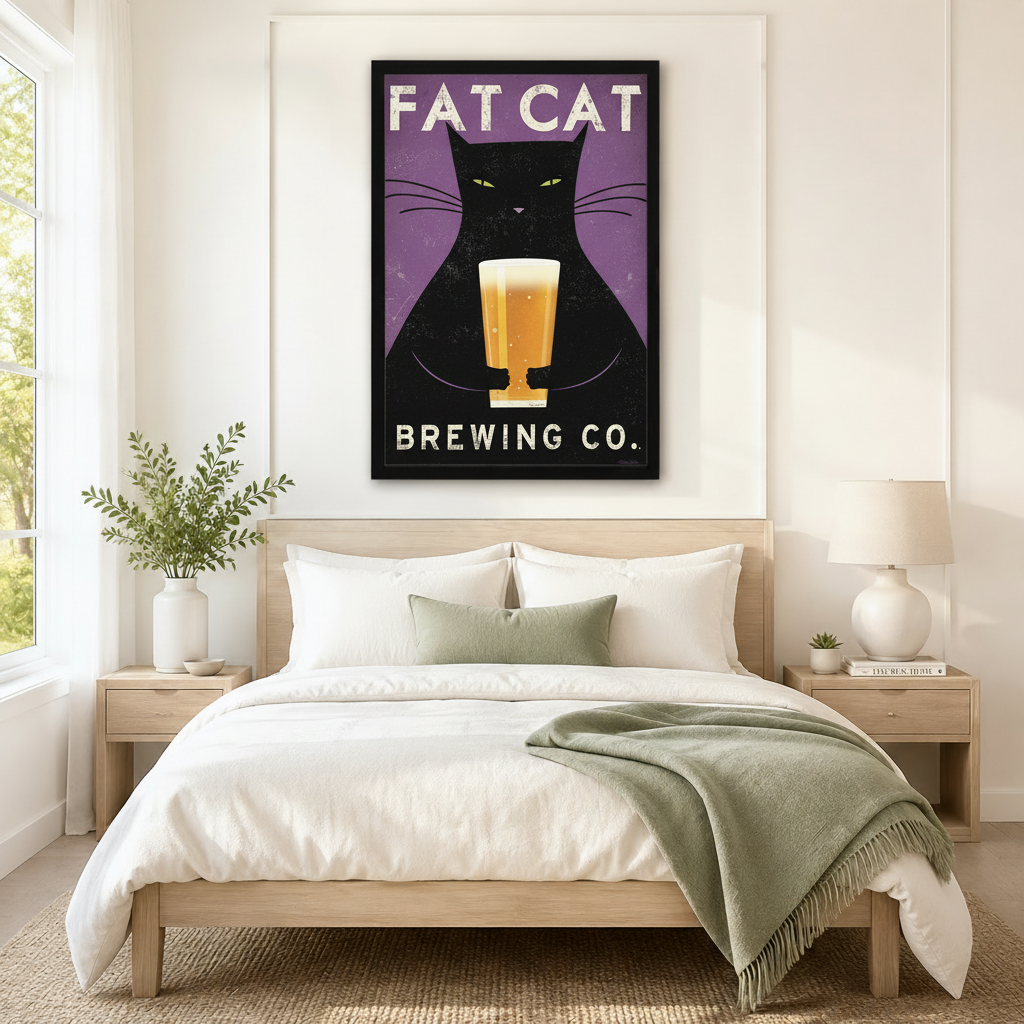 Fat Cat Brewing Retro Poster Canvas Art Wall Art