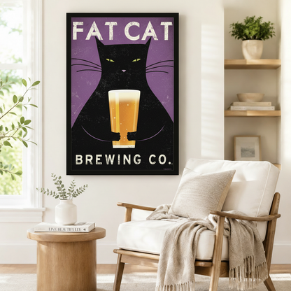 Fat Cat Brewing Retro Poster Canvas Art Wall Art
