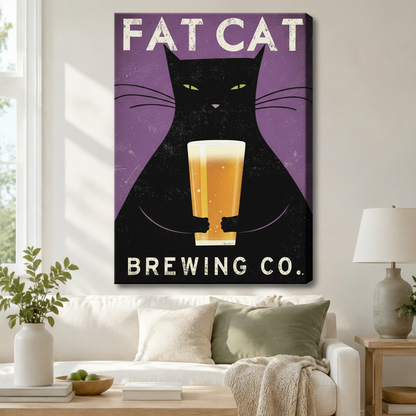 Fat Cat Brewing Retro Poster Canvas Art Wall Art