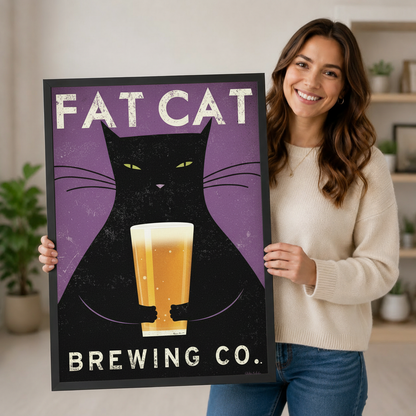 Fat Cat Brewing Retro Poster Canvas Art Wall Art