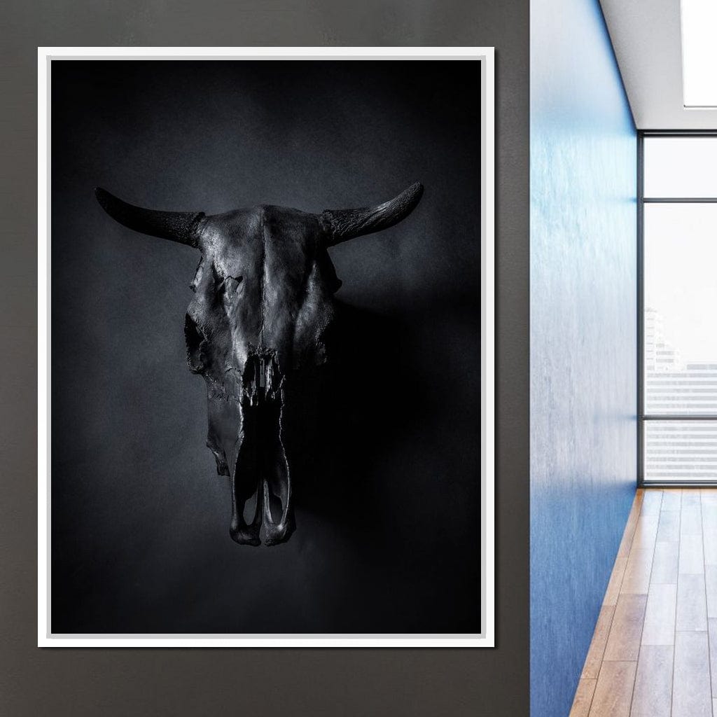 Black Bull Skull Canvas Wall Art