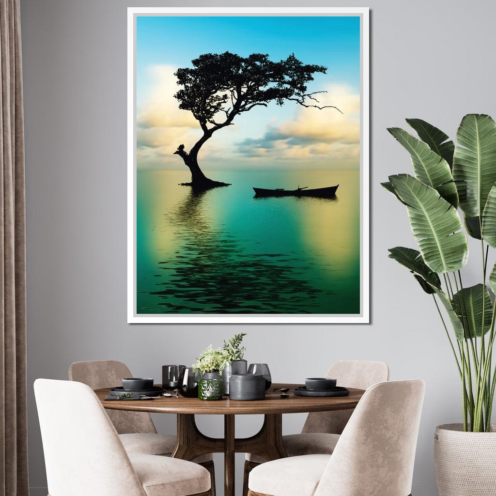 Cyan Tree Canvas Wall Art