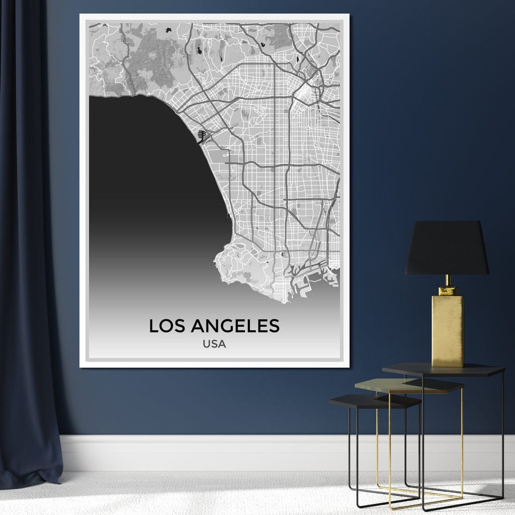 Map of Los Angeles, USA Canvas Wall Art