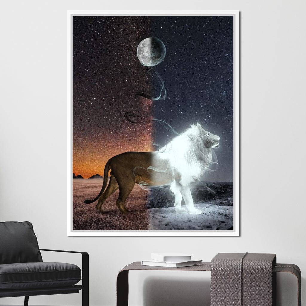 Lion Lune Canvas Wall Art