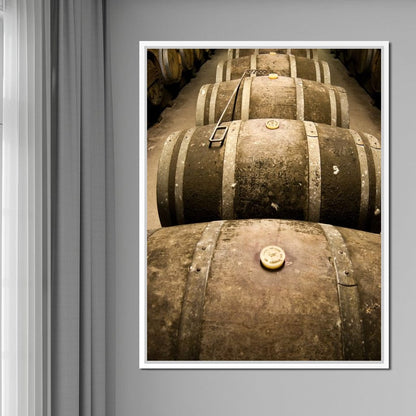 Rusted Wine Barrels Canvas Wall Art