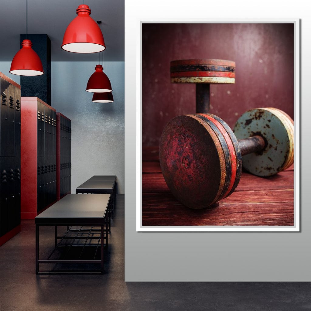 Rusty Dumbbells Canvas Wall Art