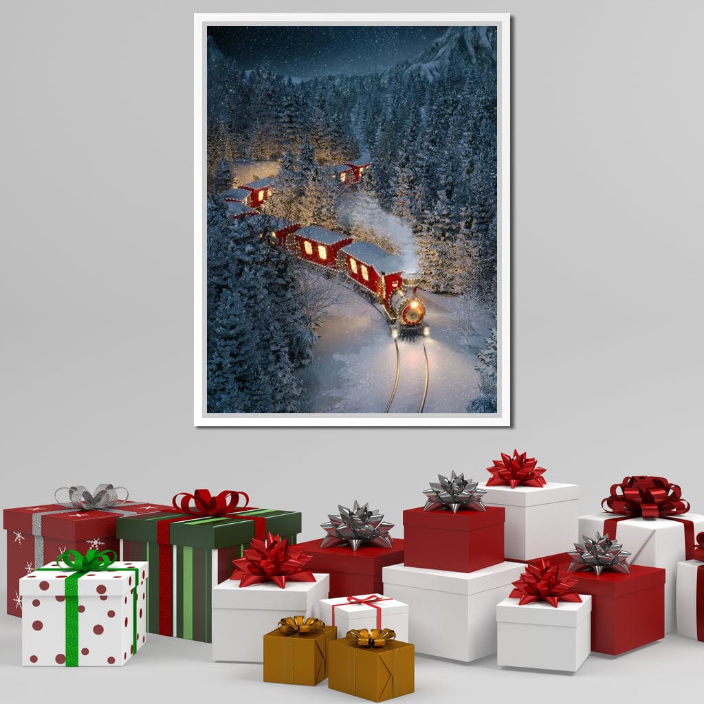 Christmas Train Canvas Wall Art