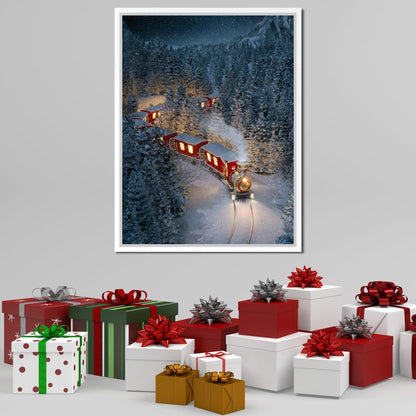 Christmas Train Canvas Wall Art