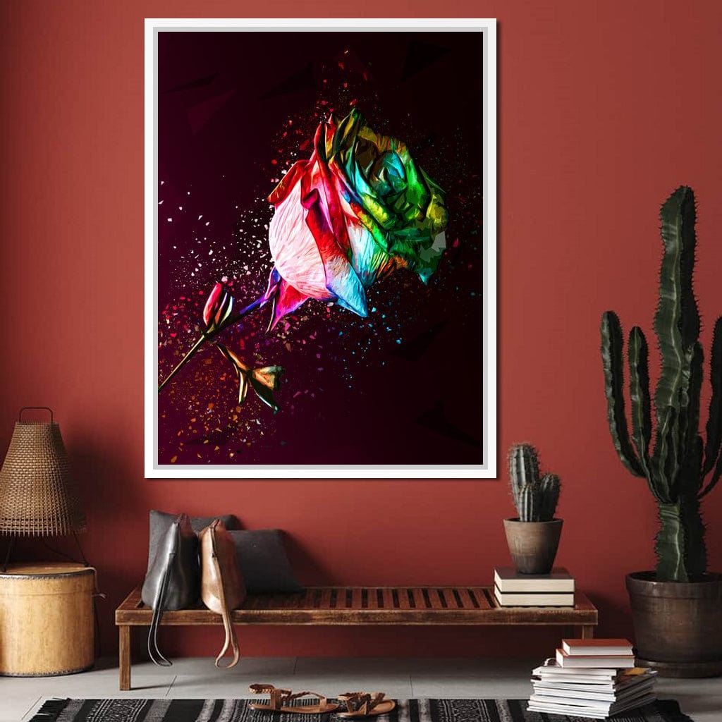 Colored Rose Canvas Wall Art