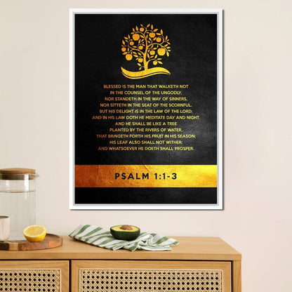 Psalm 1:1-3 Canvas Wall Art