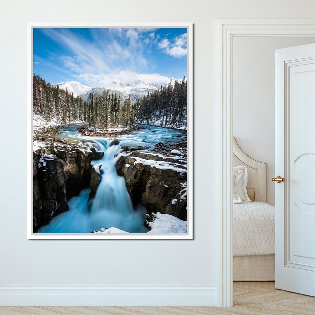 Snowy Sunwapta Falls Canvas Wall Art