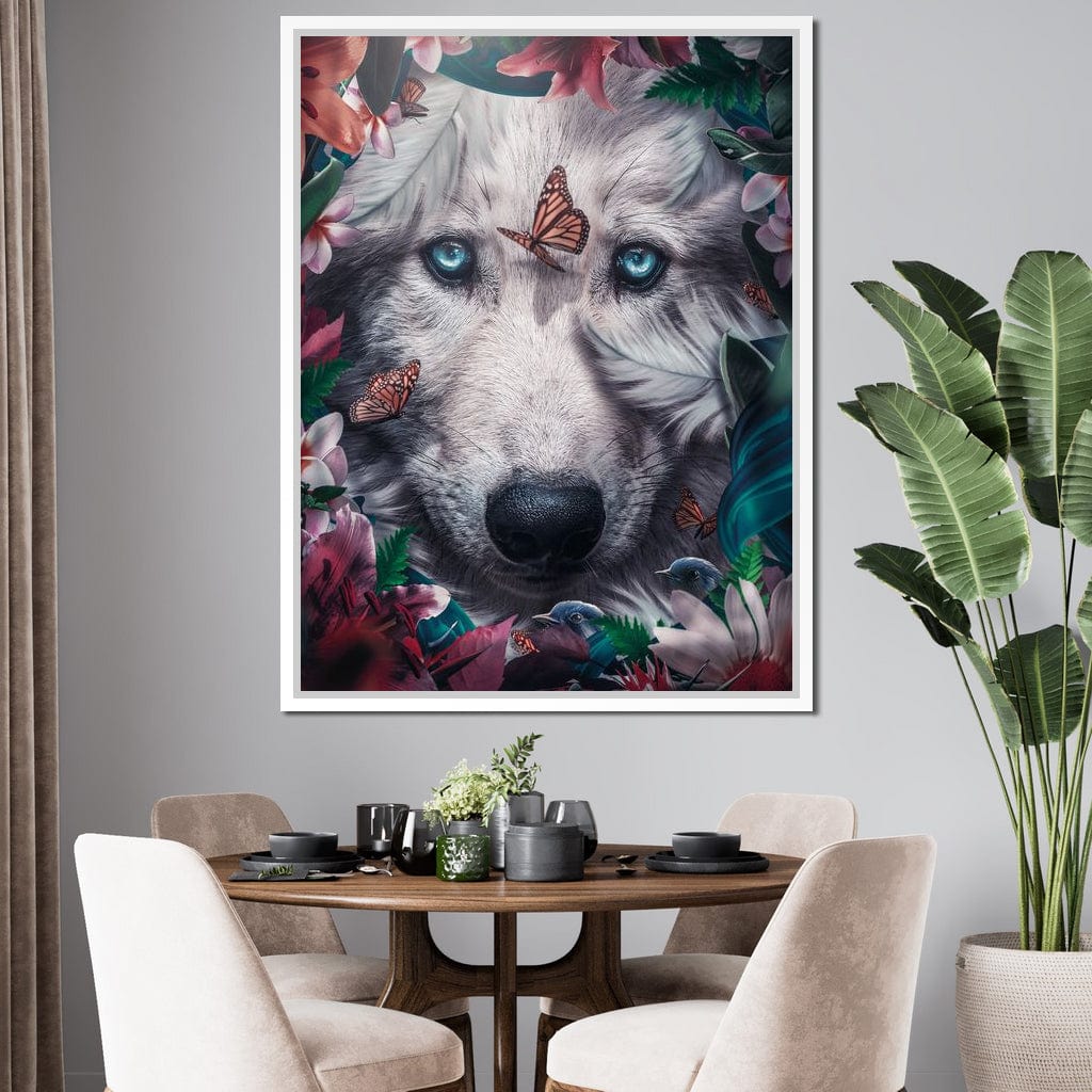 Floral Wolf Canvas Wall Art
