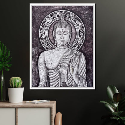 Grey Stone Buddha Canvas Wall Art