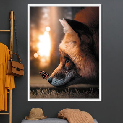 Fox Butterfly Canvas Wall Art