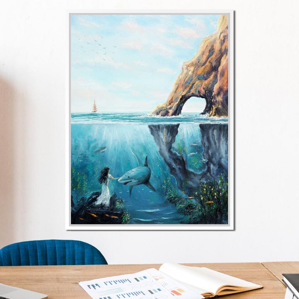 Swimming with the Shark Canvas Wall Art