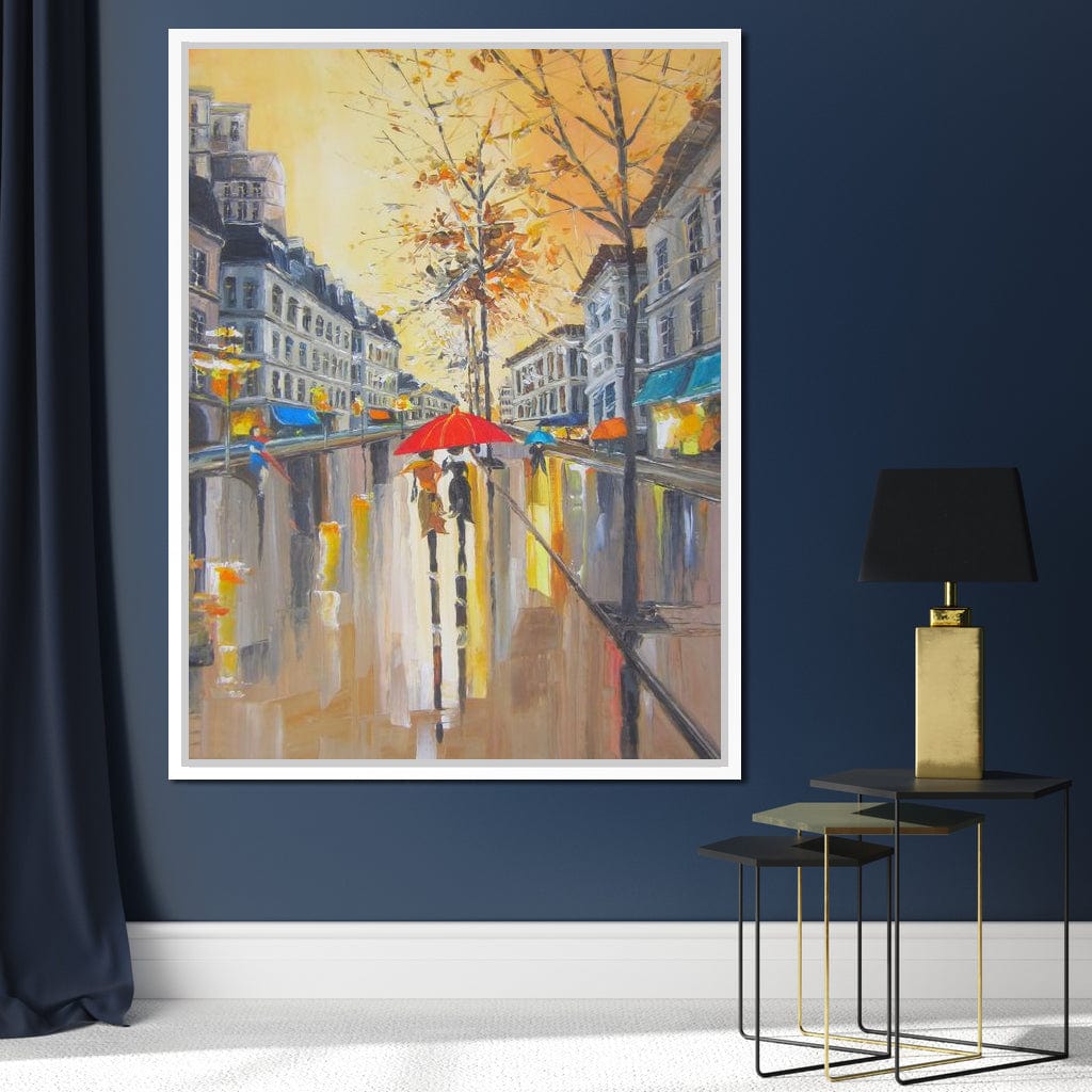 Rain in Boston Canvas Wall Art