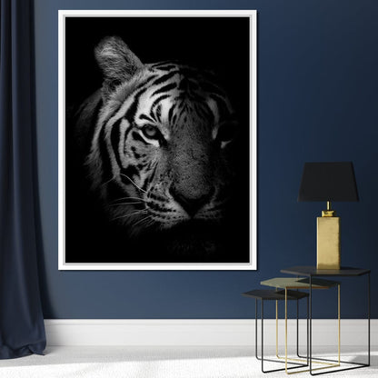 Black and White Fading Tiger Canvas Wall Art