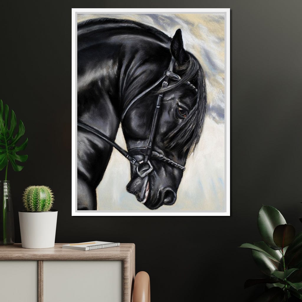 Black Friesian Horse Canvas Wall Art