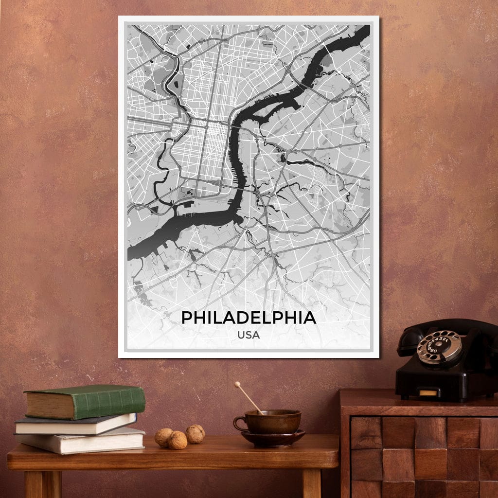 Map of Philadelphia, USA Canvas Wall Art