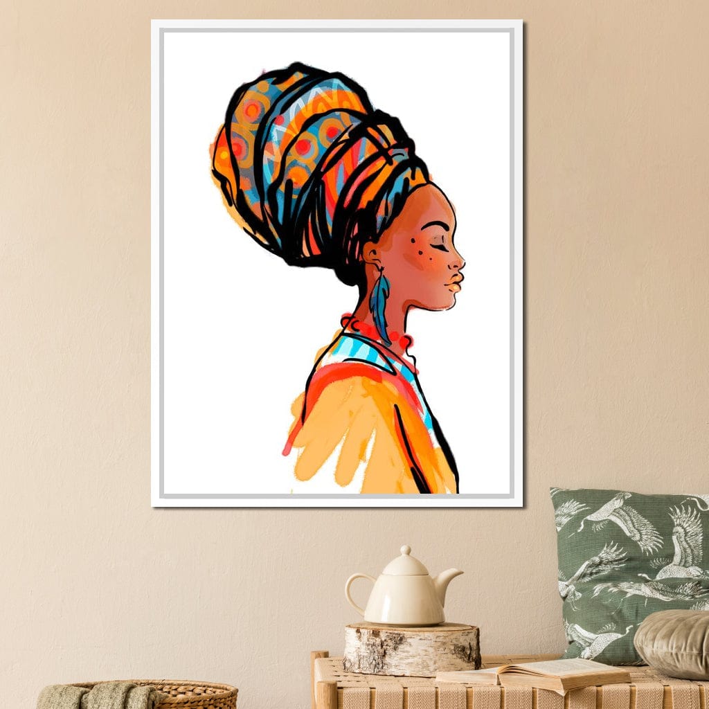 African Woman Turban Canvas Wall Art