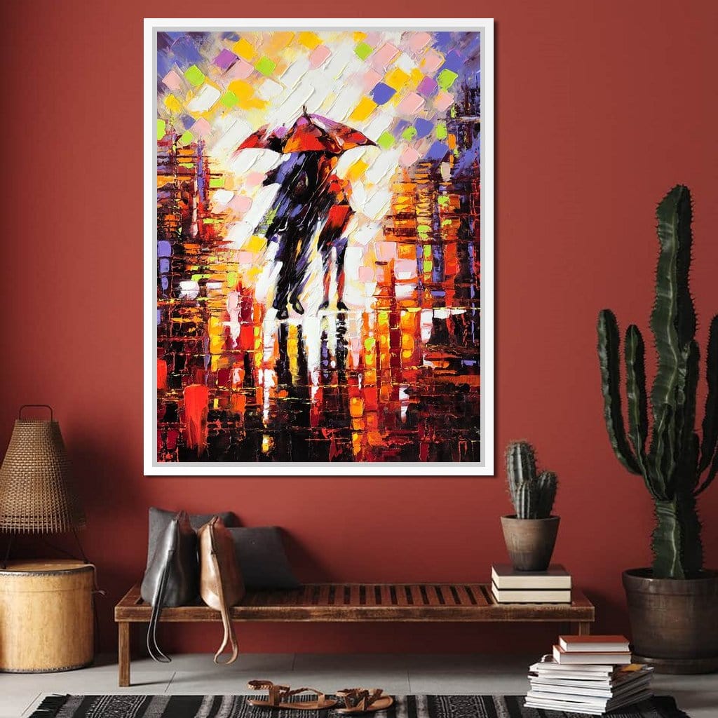 Enamoured Under The Umbrella Canvas Wall Art