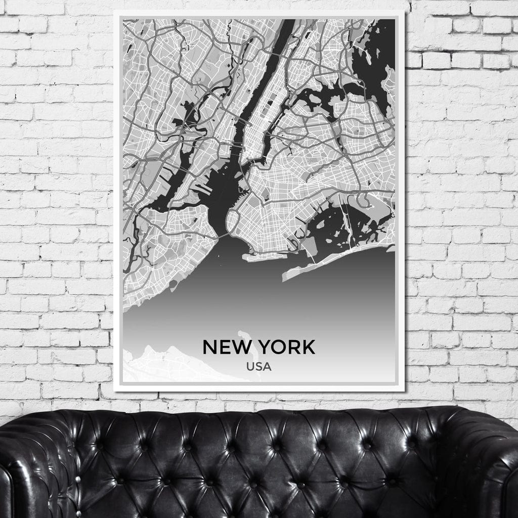 Map of New York City, USA Canvas Wall Art