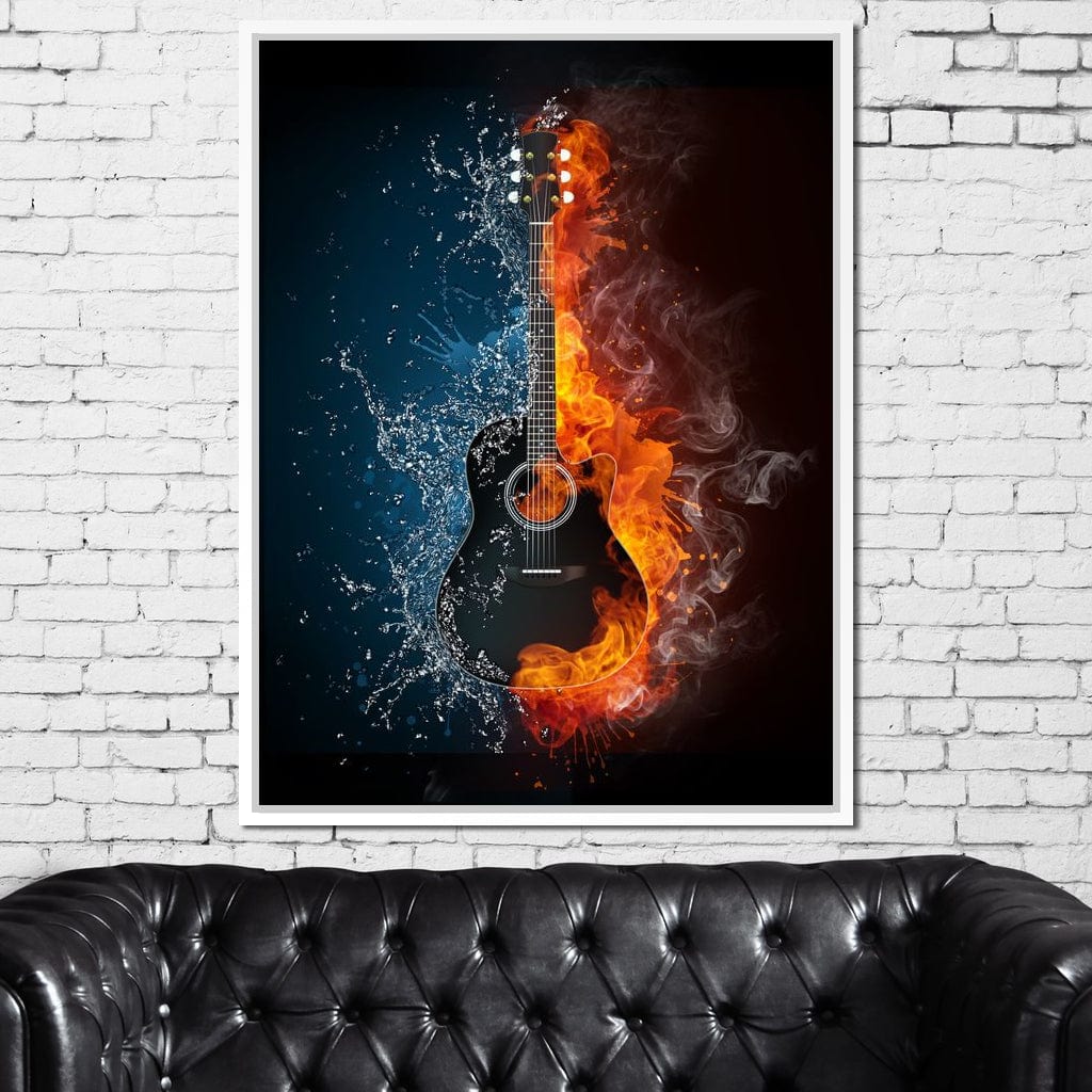 Fire & Water Guitar Canvas Wall Art