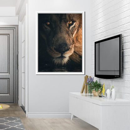 Lion Portrait Water Canvas Wall Art