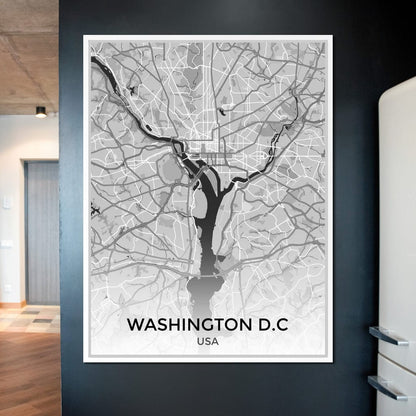 Map of Washington, USA Canvas Wall Art