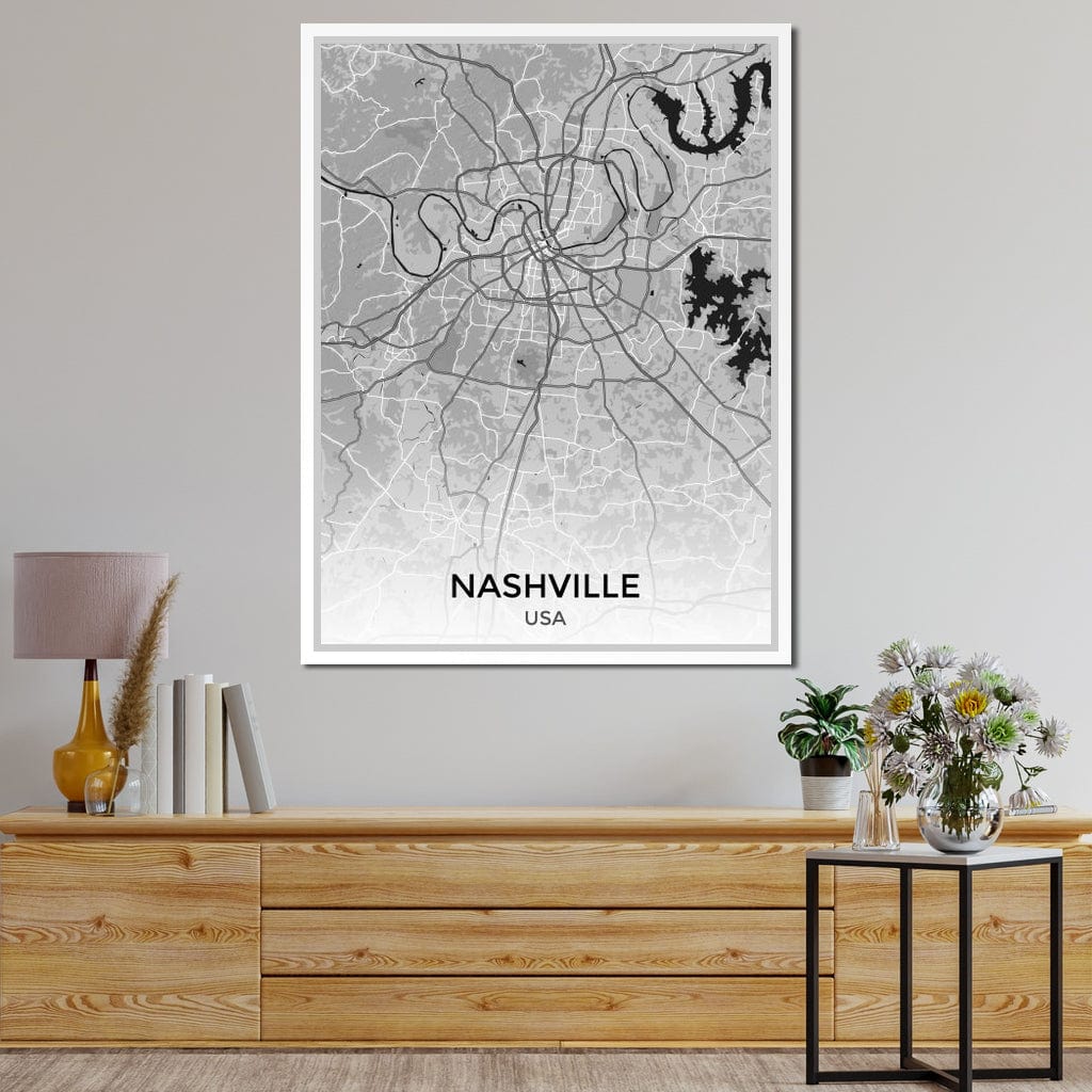 Map of Nashville, USA Canvas Wall Art