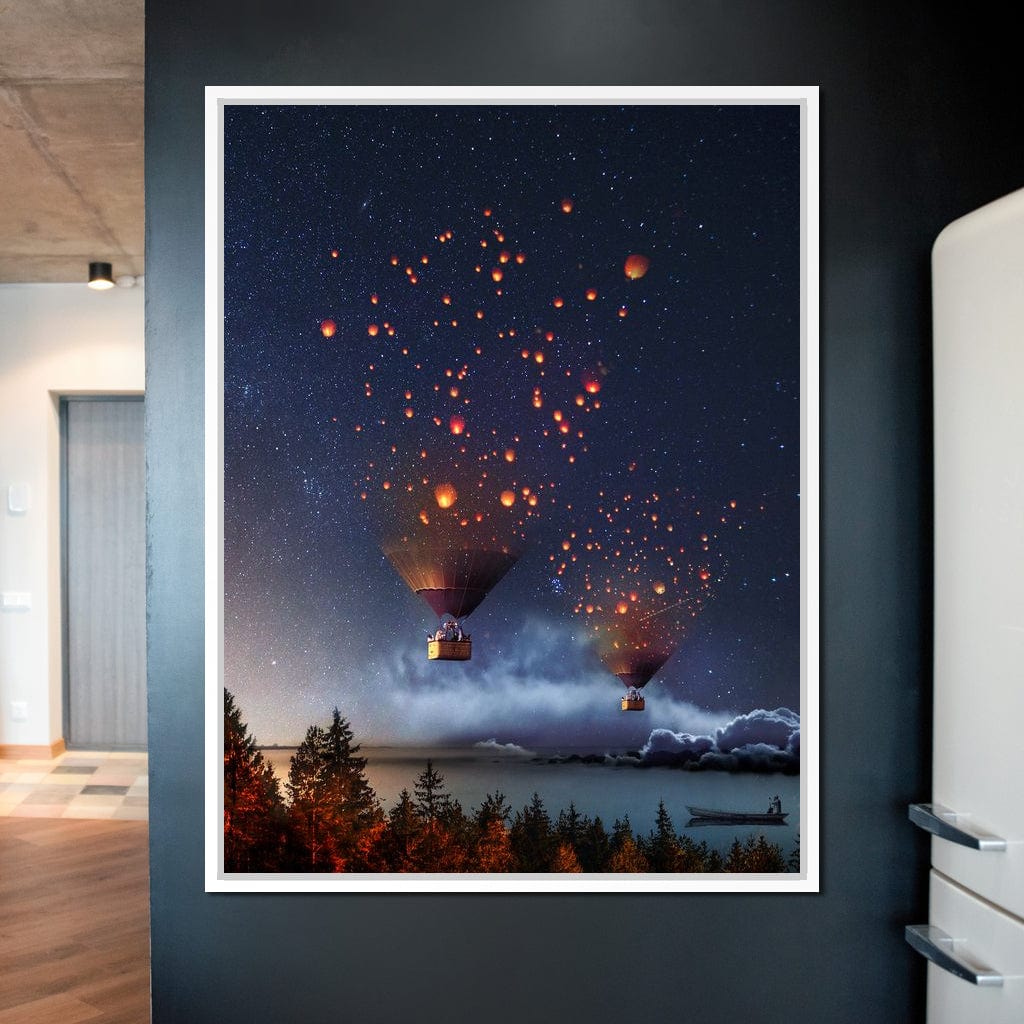 Hot Air Balloon Light Canvas Wall Art